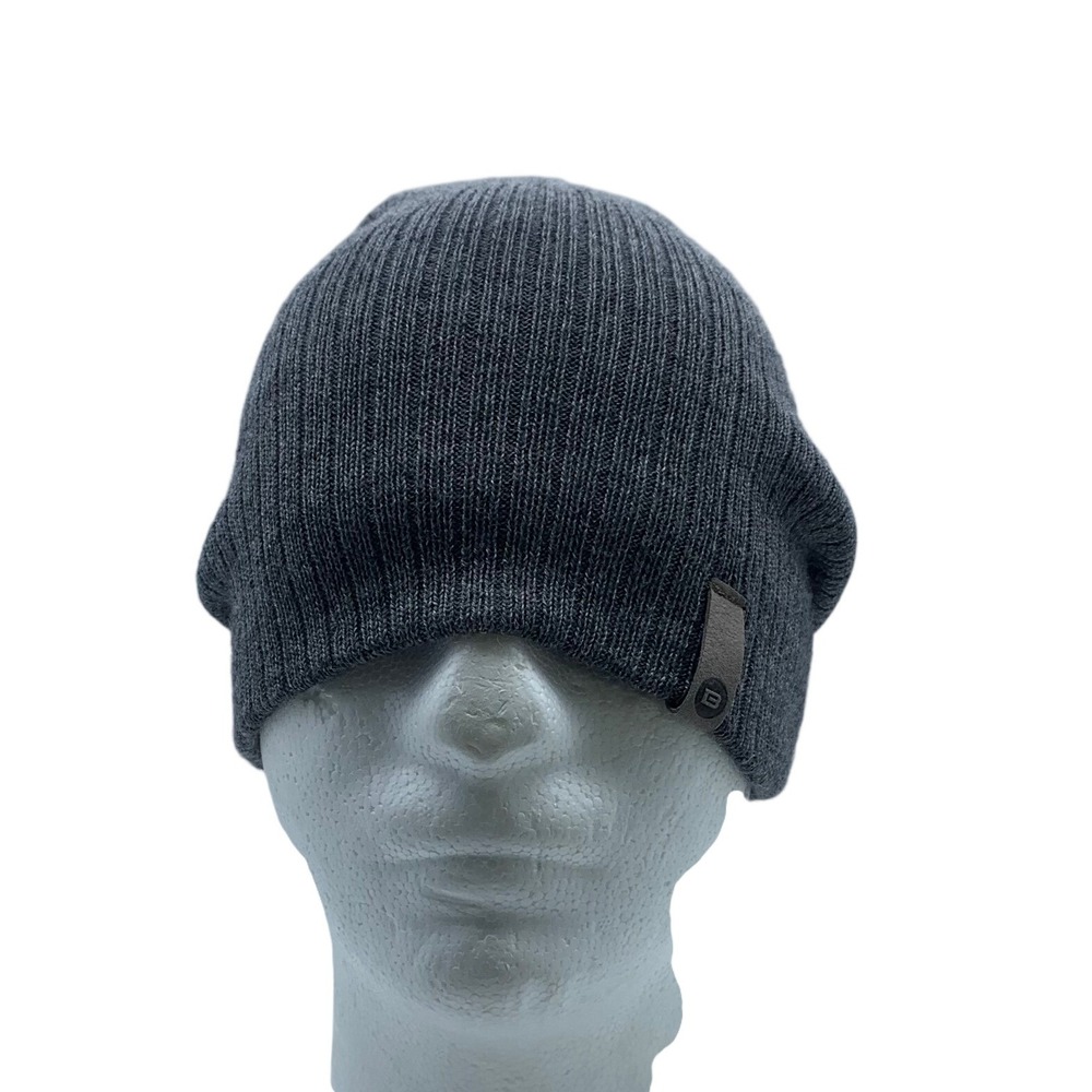 Bula Merino Wool Blend Beanie Charcoal Gray Ribbed Knit Slouchy Hat Canada